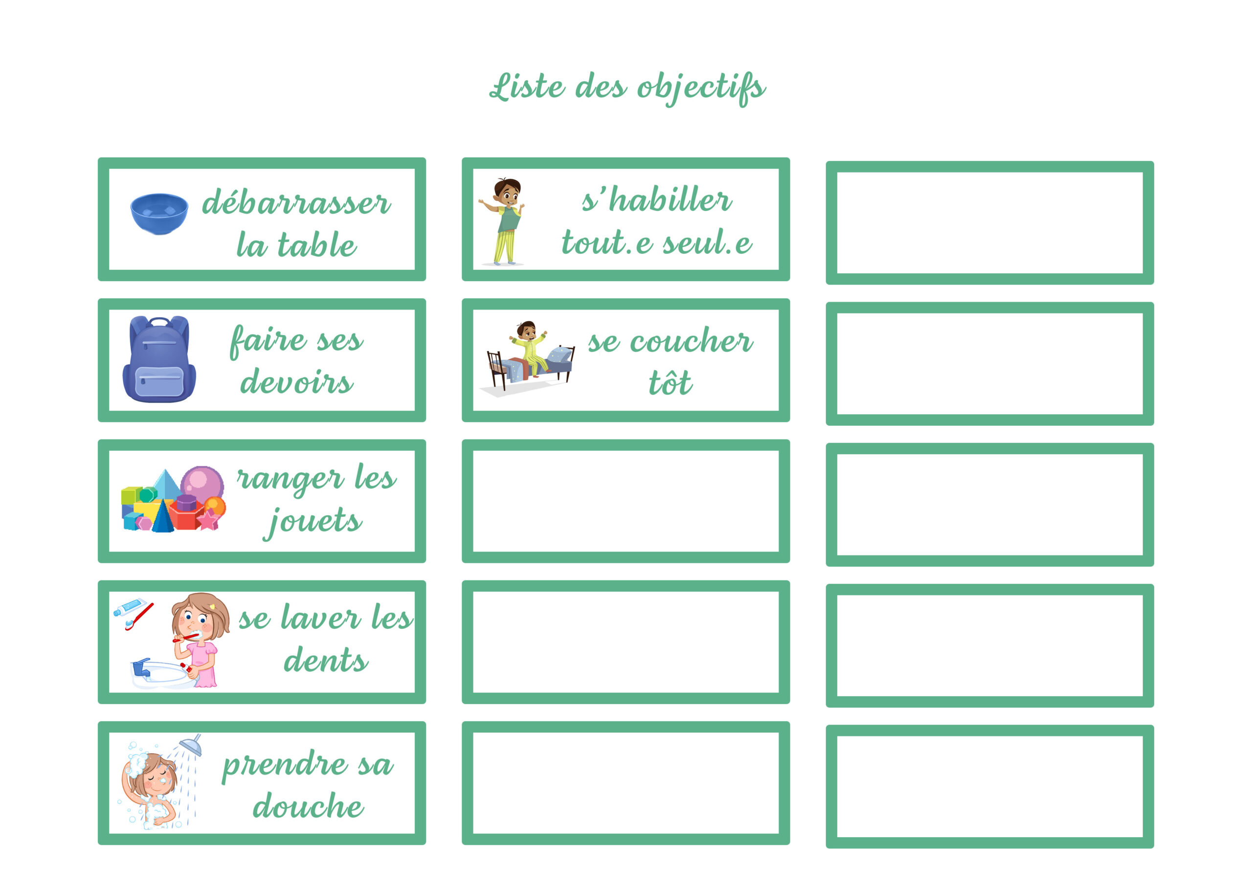 Tableau de comportement Montessori Taureau Bienveillant